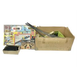 Large quantity of toy railway collectables, to include Faller ‘Hit Train’ boxed sets 3706, 3732, 3753; Lima automatic car unloader, quantity of track and accessories, etc in two boxes 