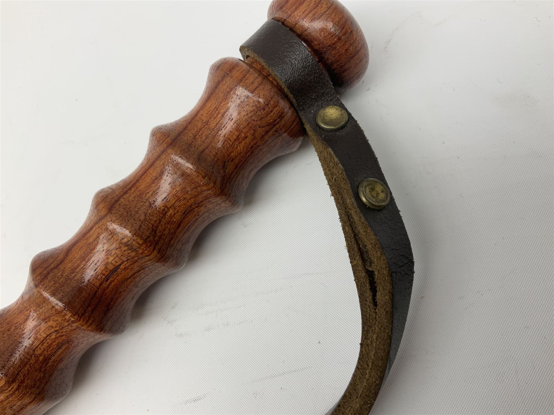 Three police turned hardwood truncheons comprising two patrol truncheons and WPC short truncheon (3)