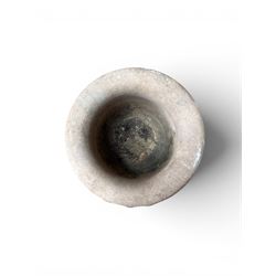 Small marble campana pedestal urn, fluted lobes raised on circular pedestal foot