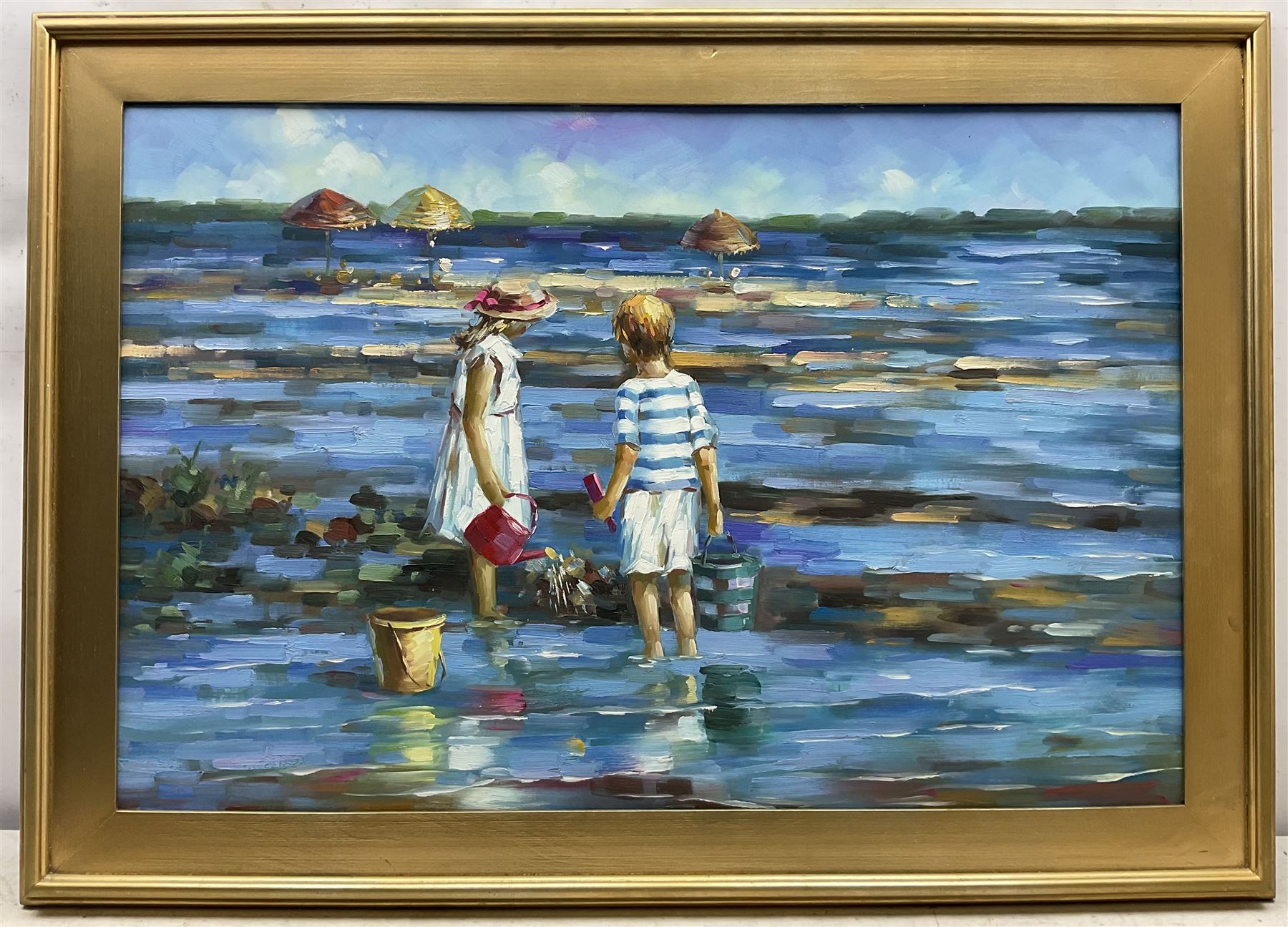 Impressionist School (Late 20th century): Children Wading on the Beach, oil on canvas unsigned 60cm x 90cm 
Provenance: purchased David Duggleby Ltd 8th November 2008 Lot 129