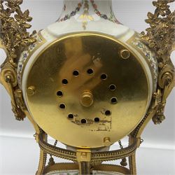 Franklin Mint; Marie Antoinette flowers of Versailles clock, H42cm