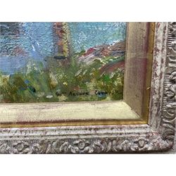 William Arthur Laurie Carrick (Scottish 1879-1964): View over Stonehaven Harbour, oil on board signed 34cm x 55cm