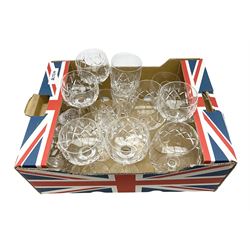 Set of four Stuart 'Beau' champagne coupes, together with five Stuart tumblers, and other glassware