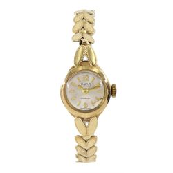 Avia 9ct gold ladies manual wind bracelet wristwatch, hallmarked