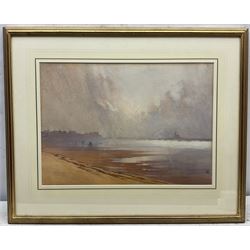 English School (Early 20th century): North-eastern Beach Scene, watercolour signed with indistinct monogram 32cm x 46cm