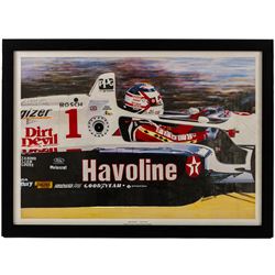 Three Formula 1 racing prints, including Nigel Mansell example signed by Nik Curry, Nigel Mansell 'Inside View' by Karen Johnson, and a Ray Goldsborough example, all framed, largest H38cm, W55cm