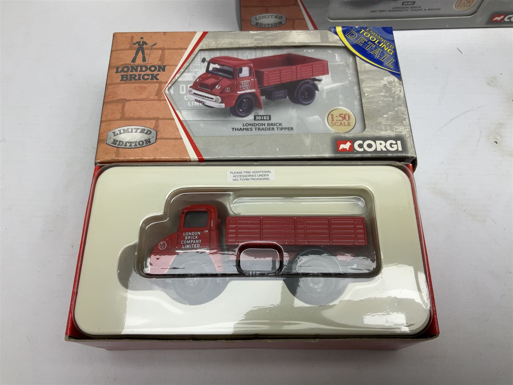 Collection of Corgi die-cast models including British Road Services, Scammell Crusader Sheeted Flat Trailer; CC12603 and five others, three London Brick models, together with various Corgi Classics models, all boxed (17)