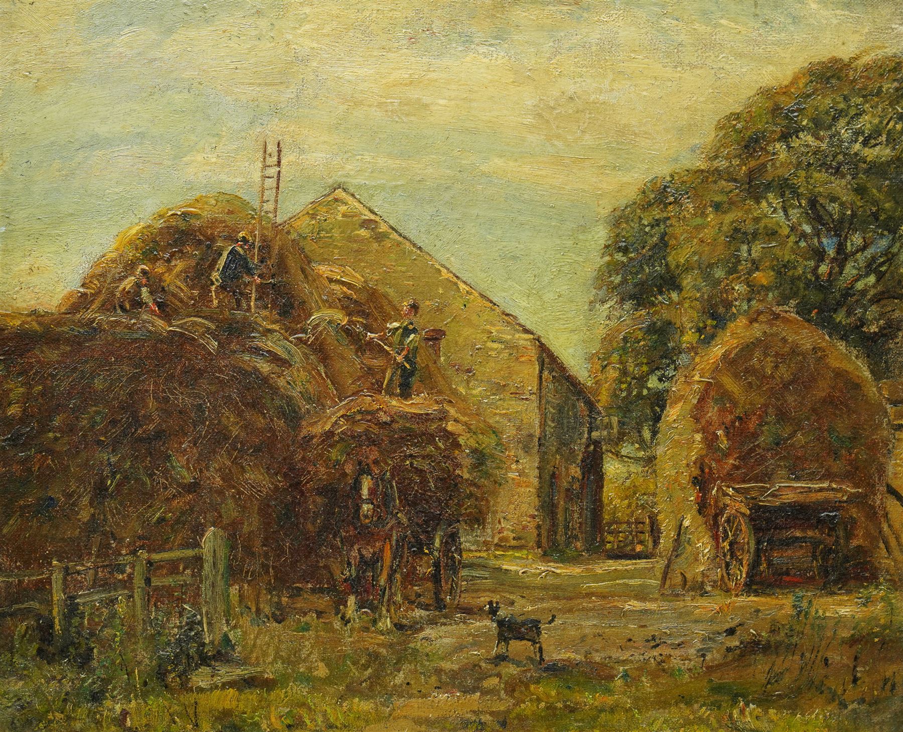 Herbert F Royle (British 1870-1958): The Stack Yard, oil on canvas signed 50cm x 60cm