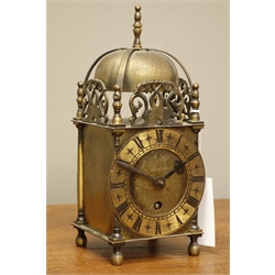  20th century 'Smiths' lantern clock in a 17th century style, single train movement, H25cm  