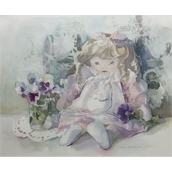 Vera Beaumont (American 20th century): Still Life of Doll and Flowers, watercolour signed 36cm x 43cm
