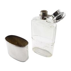Victorian silver mounted glass hipflask with detachable cup by William Amaziah Ellwick, London 1897