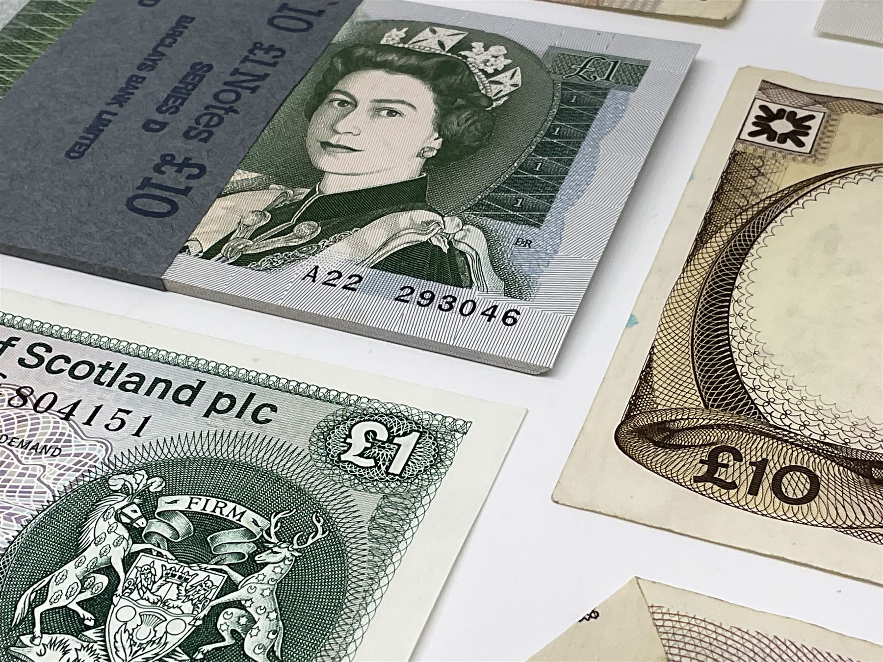 Banknotes including Bank of England Page Series D one pounds, other one pound notes, various The Royal Bank of Scotland Limited denominations, Clydesdale Bank Limited ten pounds 31st January 1979 ‘D/BD 060182’ etc 