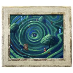 David Carson Shaw (British 1942-): 'An Oriole Passing', acrylic on canvas, signed, titled verso 19cm x 24cm