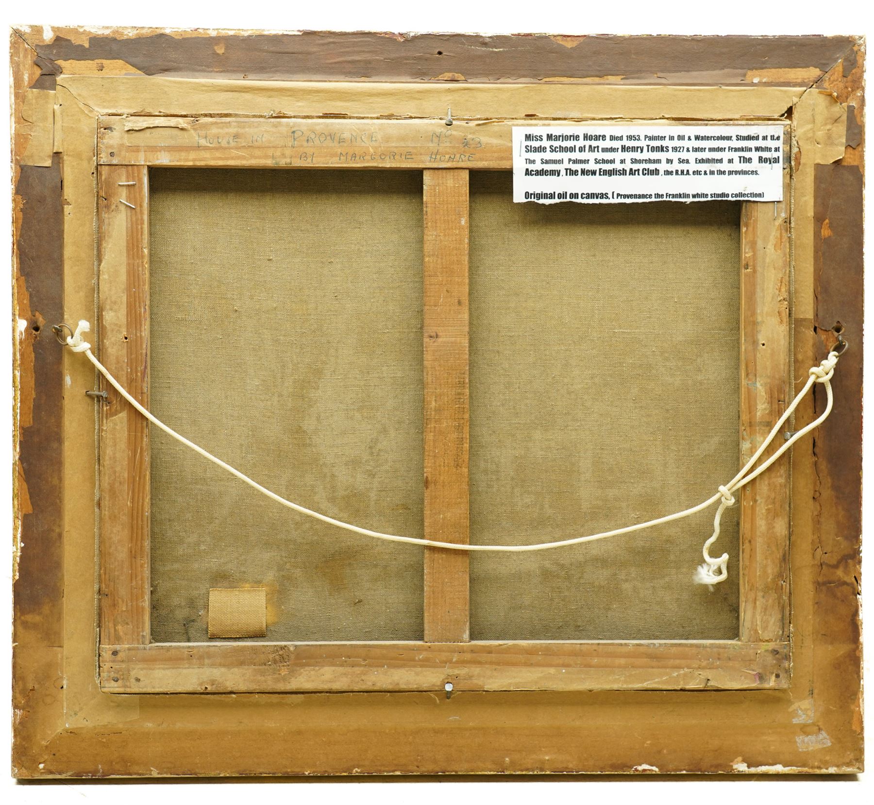 Marjorie Hoare (British 1953): 'House in Provence' and 'The Copse', two oils on canvas signed, inscribed verso max 37cm x 44cm (2)
