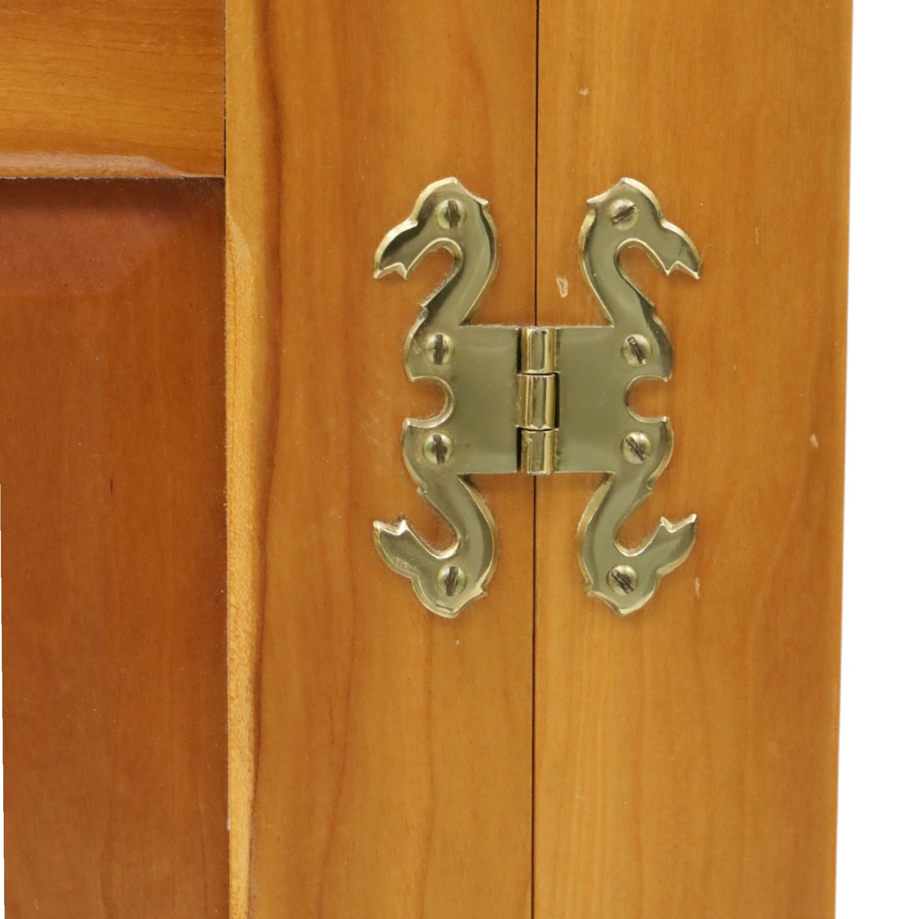 Traditional cherrywood sideboard, rectangular top above three fielded panelled drawers, three cupboard doors with triple panelled doors, brass knobs and hinges, tapered supports