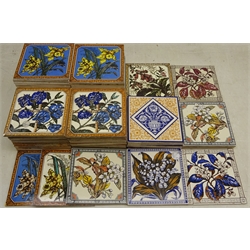  Large Collection of Art Tile Company and H&E Smith dust-pressed floral printed tiles, approx 15cm x 15cm (87) Provenance: From a Private Yorkshire Collector  