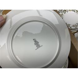 Royal Doulton Westfield pattern part dinner service, to include two covered tureens, dinner plates, side plates etc, together with Wedgwood Beaconsfield pattern part tea service, in two boxes  