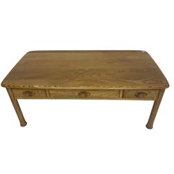 Ercol - 'Sappho' (842) elm coffee table, fitted with three drawers