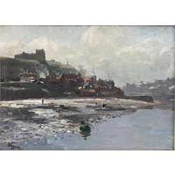 Cornelius Wagner (German 1870-1956): Tate Hill Sands and East Cliff Whitby, oil on canvas board signed 25cm x 34cm