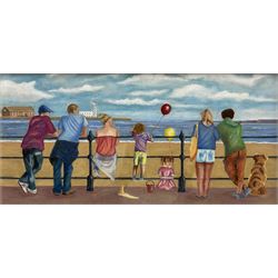 Anne J Taylor (British Contemporary): On Scarborough Foreshore, pastel signed 29cm x 59cm