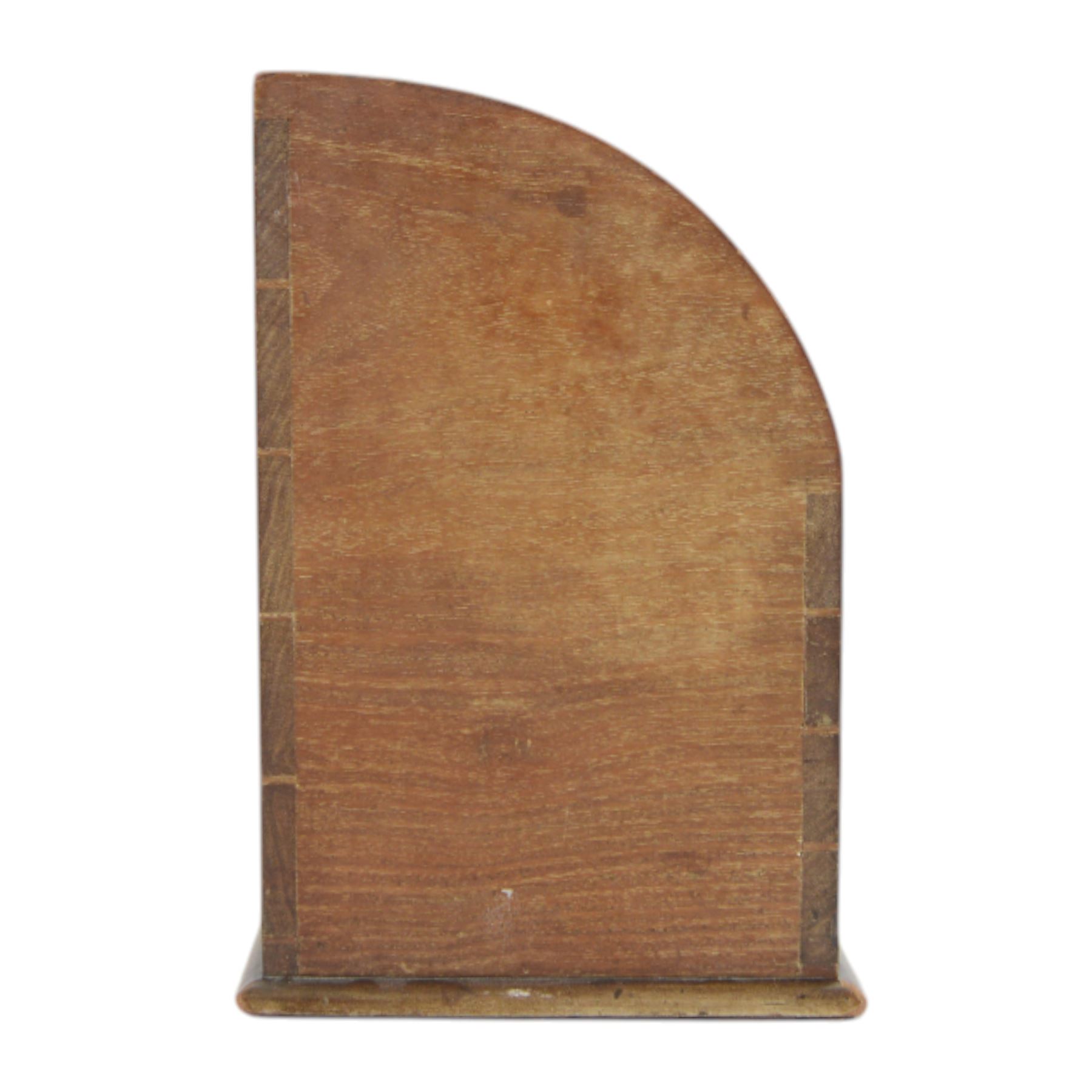 Edwardian mahogany letter rack, of rectangular form with curved sides and divided interior, the front inlaid with central oval fan motif and conforming corners, H20.5cm W33cm D14cm