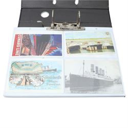 Large collection of shipping postcards, loose, in albums and album pages including ocean liners, ferries and ship photographs approx 1300 cards in total 