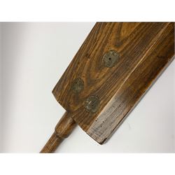 19th century Welsh elm weighted wash bat, with turned handle, L68cm