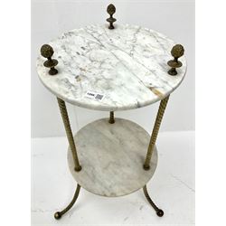 Brassed and marble two tier stand