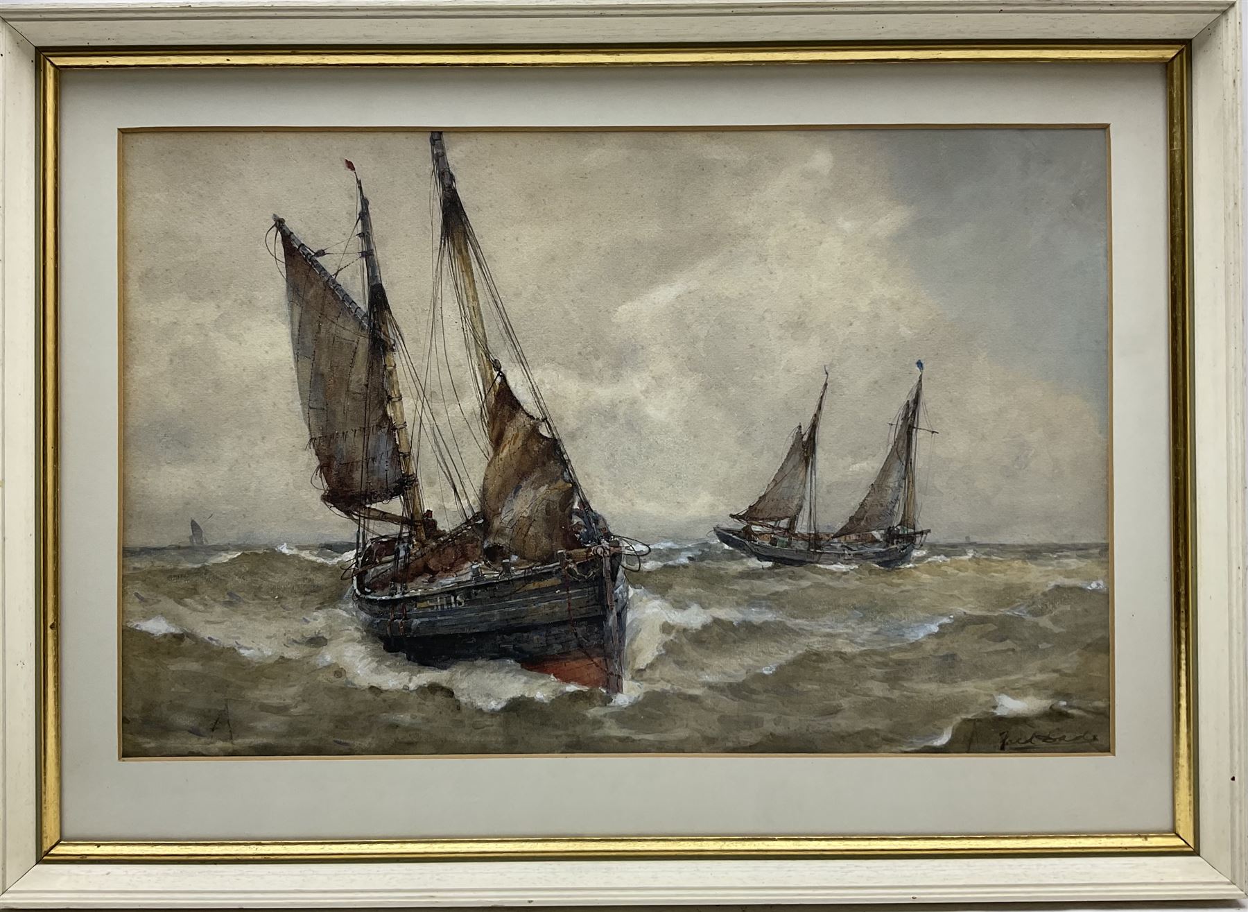 Frederick (Fred) Dade (British 1874-1908): Scarborough Yawl SH15 'Mary & Ellen', watercolour signed 32cm x 51cm