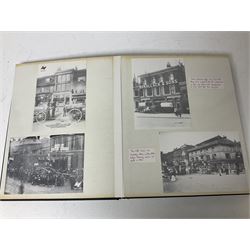 Collection seventy postcards and photographs of Stratford, including churches, shops, Romford Road etc, all housed in one album