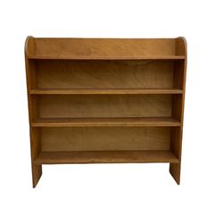 Mahogany open bookcase, curved top