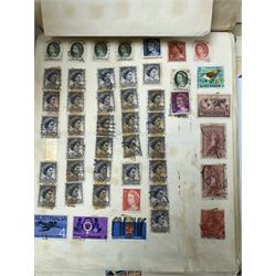 Great British and World stamps, including Queen Victoria penny reds, Gibraltar, Ireland, Malta, Austria, Belgium, Denmark, France, Germany etc, housed in various albums, folders and loose, in one box