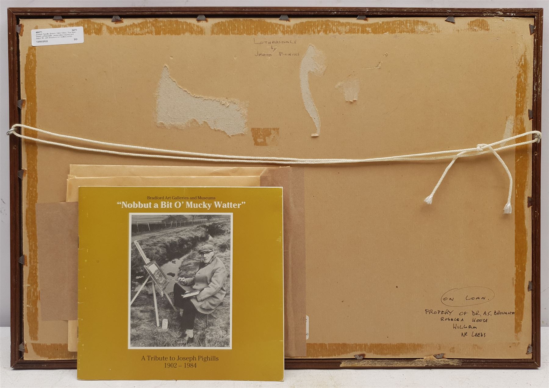 Joseph Pighills (British 1902-1984): 'The Main Street Lothersdale', watercolour signed and dated '80, with Bradford Art Gallery exhibition catalogue verso Cat. No.30, 19cm x 37cm