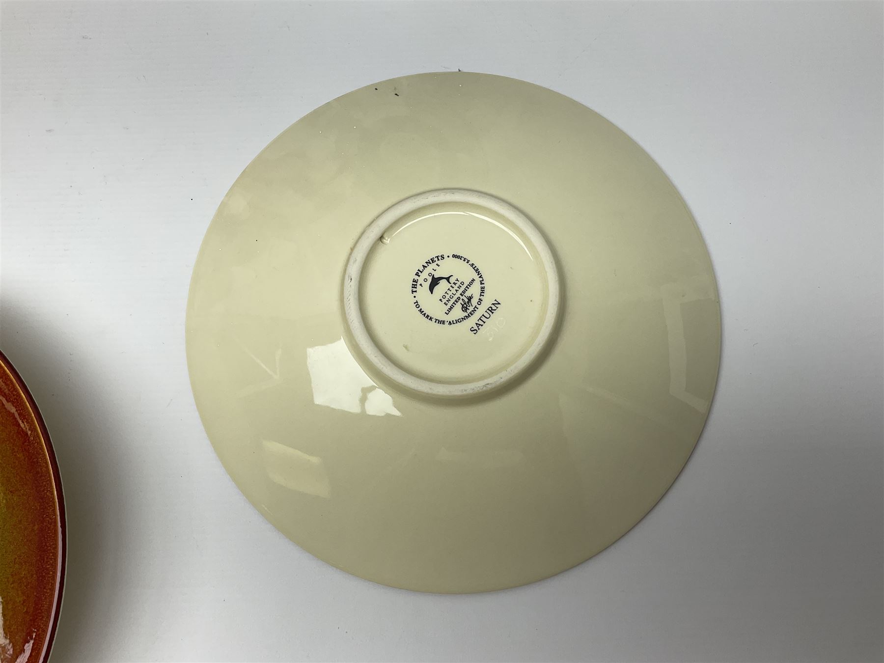 Poole Pottery The Planets, set of nine chargers 'The Planets, by Alan Clarke, comprising Mars, Mercury, Neptune, Venus, Uranus, Pluto, Jupiter, Saturn and Earth, all with original boxes and certificate, D27cm 