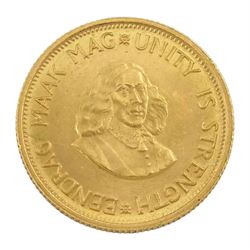 South Africa 1965 gold two rand coin