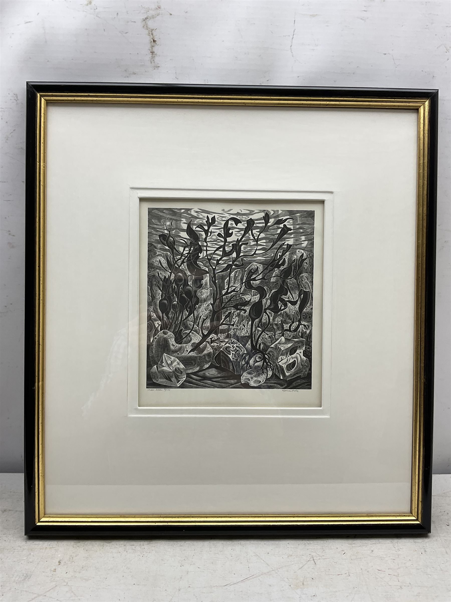 Monica Poole (British 1921-2003): 'Under Water', wood engraving signed and numbered 32/100 in pencil 23cm x 21cm