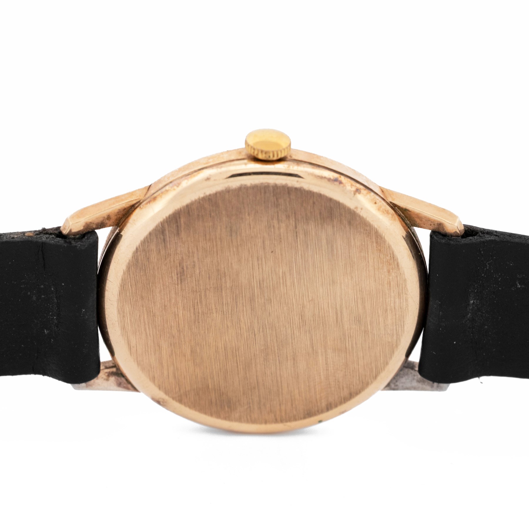 Summit gentleman's 9ct gold manual wind wristwatch, silvered dial with baton hour markers and date aperture, London 1974, on black leather strap