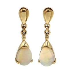  Pair of 9ct gold opal pendant earrings, hallmarked  