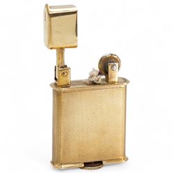 Art Deco 9ct gold Everest de Luxe lighter, with engine turned decoration, case by Stockwell & Co, London import mark 1930