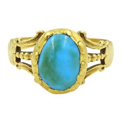 Victorian 18ct gold single stone cabochon turquoise ring