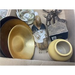 Collection of glass ware, to include six tumblers and six wine glasses, together with other decorative collectables, in two boxes