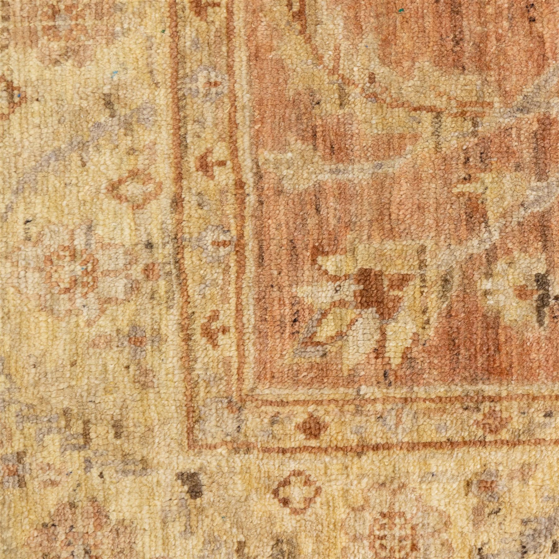 Afghan Ziegler rug, terracotta field with an all-over design of palmettes and stylized foliage in soft beige and gold tones, with a Persian Qum silk prayer rug, with a central tree of life and flowering branches and birds, within multiple floral borders, 88x125cm (2)