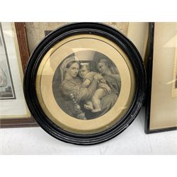 Victorian silhouette; after Josepha Reynolds 'A Bacchante', 19th century print; after John Hoppner pair 19th century colour prints, Frank Paton 'Not at Home', etching signed in pencil, together with etching, engraving and frame (9)