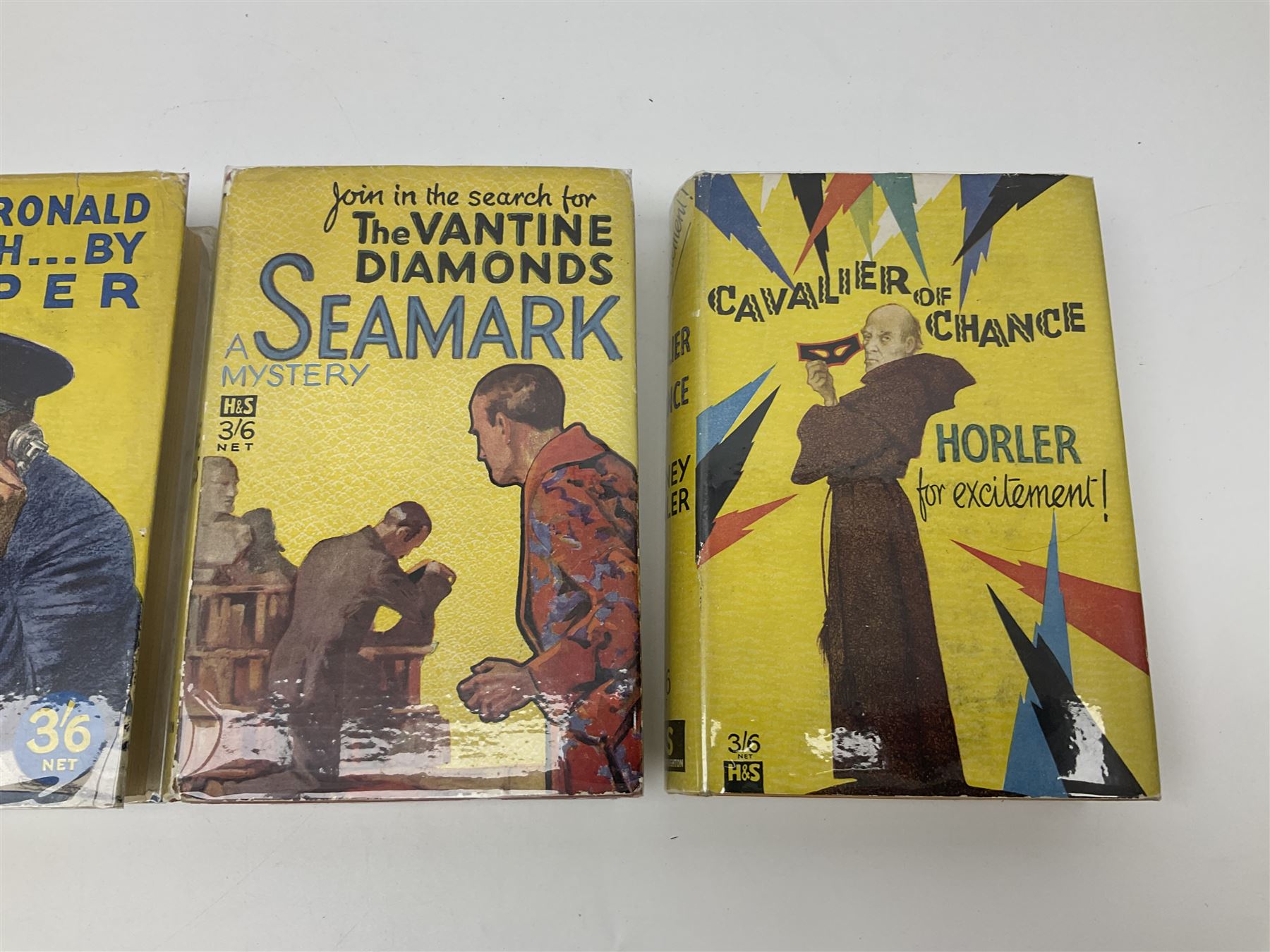 Collection of Hodder and Stoughton yellow jacket version books, to include Sydney Horler, George Goodchild, Dornford Yates, Leslie Charteris etc 