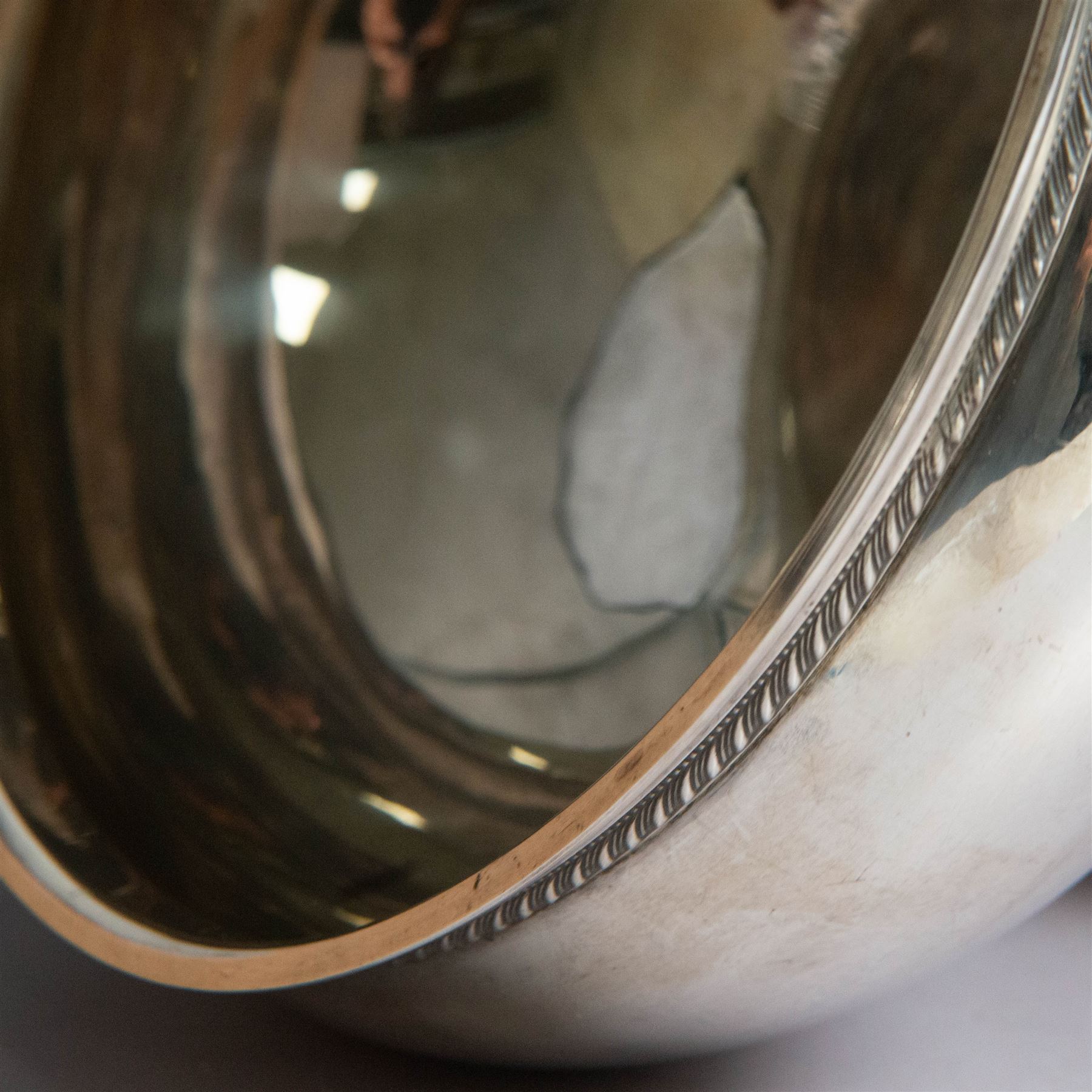 Early 20th century silver rose bowl, of circular form with oblique gadrooned and beaded rim, upon a circular stepped base, hallmarked Deakin & Francis Ltd, Birmingham 1912, H14cm, D20cm