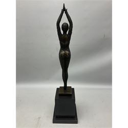 Art Deco style bronze, Starfish dancer, upon a black marble plinth, after Dimetri H Chiparus, signed and with foundry mark, H47cm