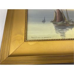 J Maurice Hosking (19th/20th century): 'Fishing Boats off Yarmouth', watercolour titled signed and dated 1910, 23cm x 34cm