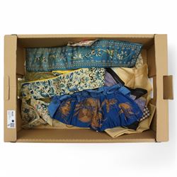Chinese Qing dynasty purse, together with a selection of Chinese and Japanese textiles, va...