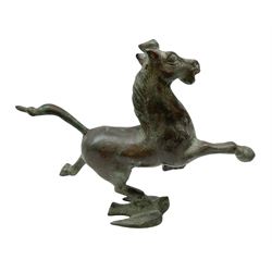 Chinese bronzed Flying Horse of Gansu, modelled upon a flying swallow, H16cm