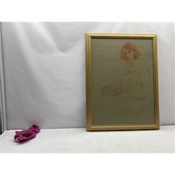 Sam Warburton (British 1874-1938): Portrait of a Seated Lady, red pastel signed and dated 1923, 70cm x 51cm